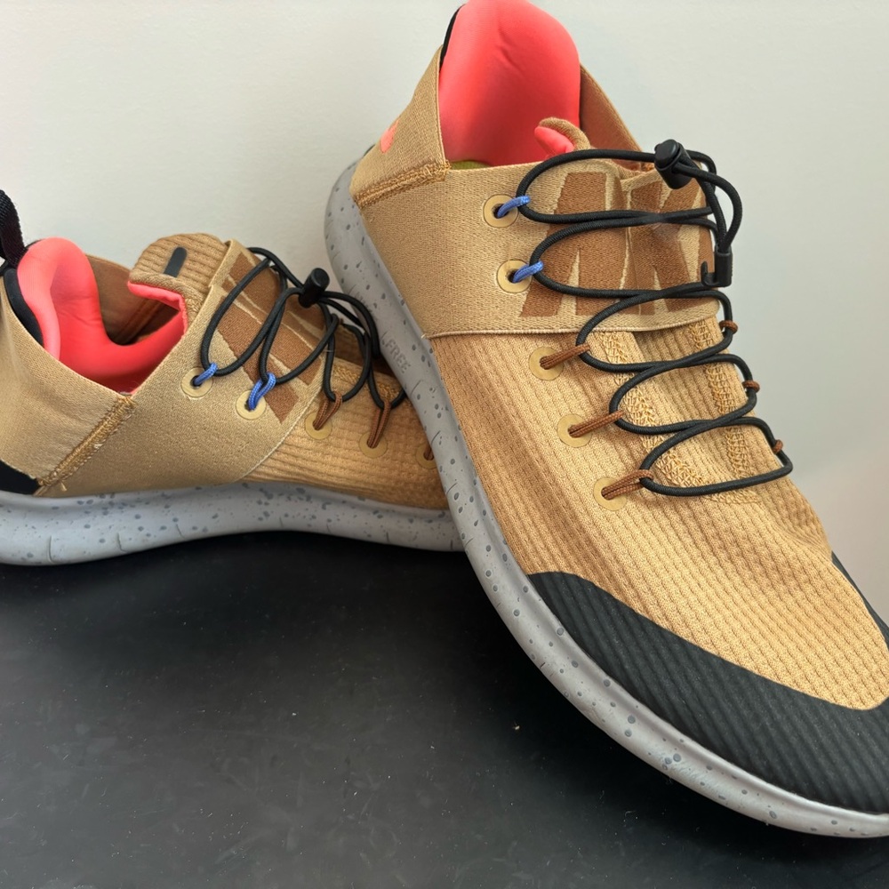 Nike Tan and Black Athletic Shoes with Pink Interior